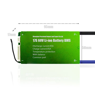 3.7V PCB Li Ion Protection Board BMS 17S 60V 45A منفذ مشترك مع توازن