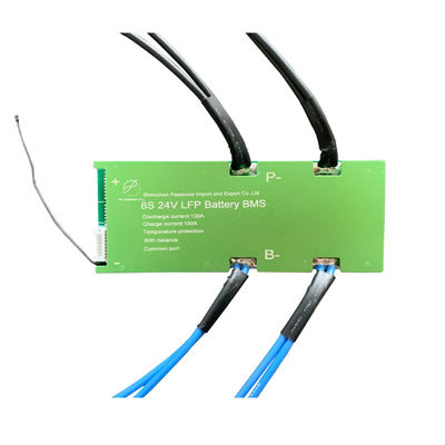 منفذ مشترك ثنائي الفينيل متعدد الكلور بطارية ليثيوم أيون BMS 8S 24V 100A إدارة بطارية ليثيوم أيون