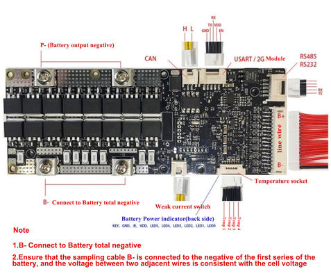 بطارية BMS Board 3S-20S Battery Pack BMS RS485 RS232 72V 20S BMS 200A